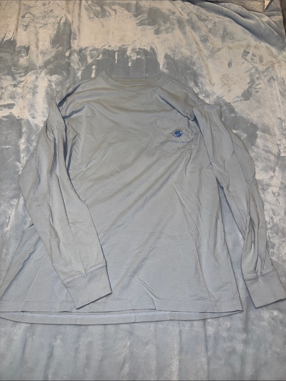 Southern Proper Pale Blue Long Sleeve Pocket Tee